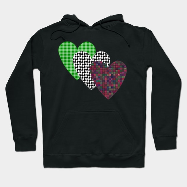 Striped Plaid Printed Heart Valentine's Day Hoodie by Nicolas5red1